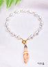 Boho Necklace, White Peal Sea Shell